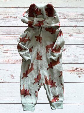 Just One You 3 Month Baby Boy Green Moose Footless Sleeper